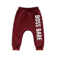 Load image into Gallery viewer, Boss Babe Harems - Burgundy (12-24m) FINAL SALE*
