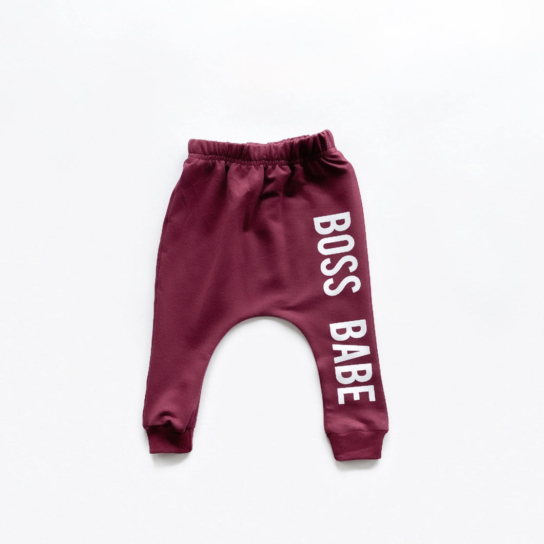 Boss Babe Harems - Burgundy (12-24m) FINAL SALE*