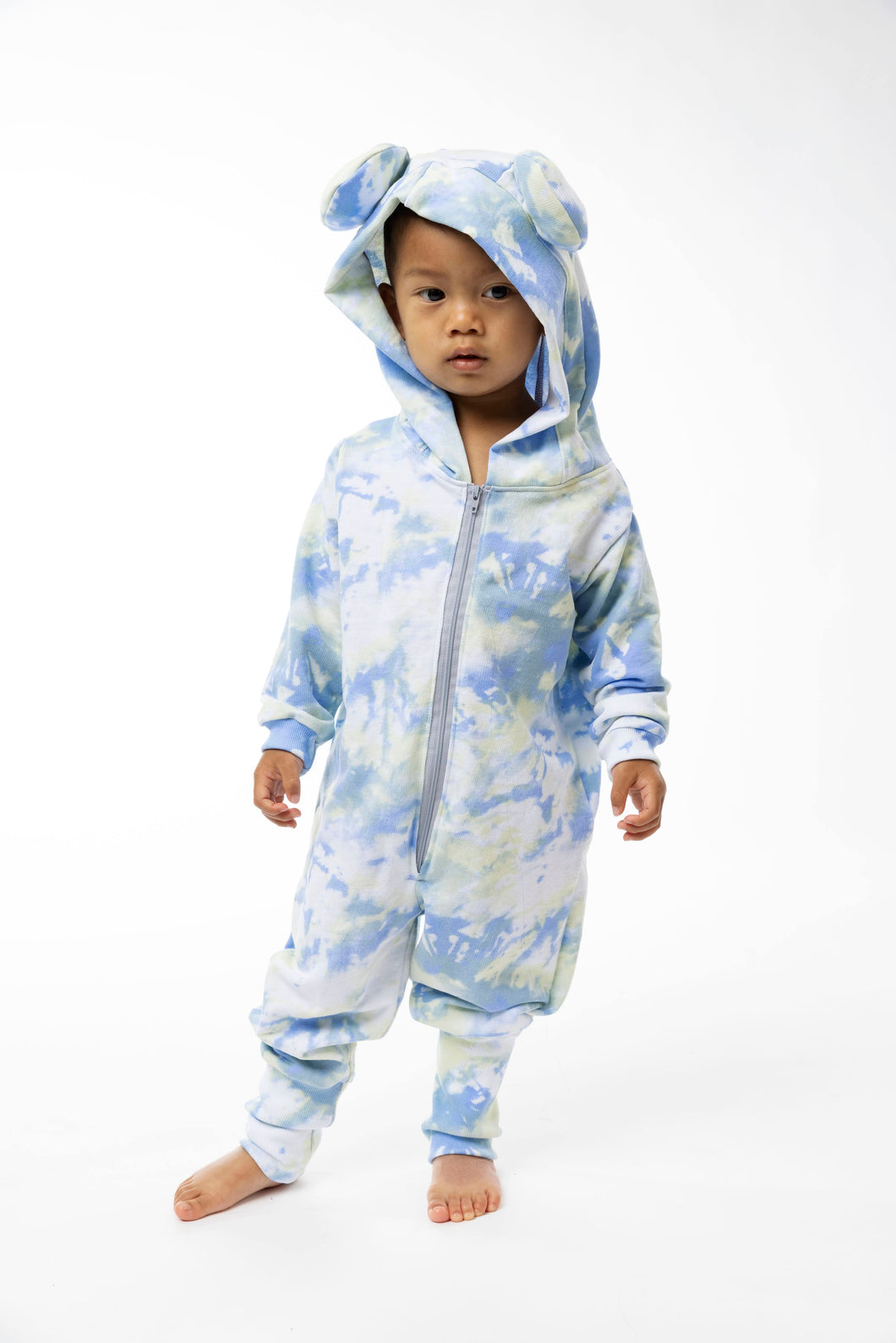 Tie Dye Bear Romper - Blue Crush